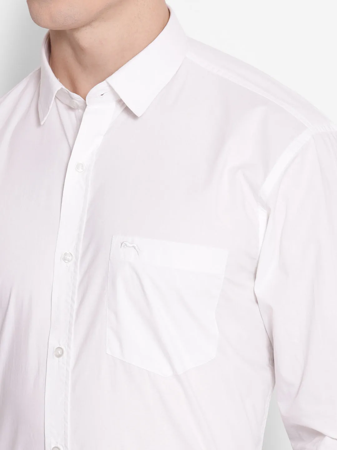 JUMP USA Men White Solid PolyCotton Formal Shirts