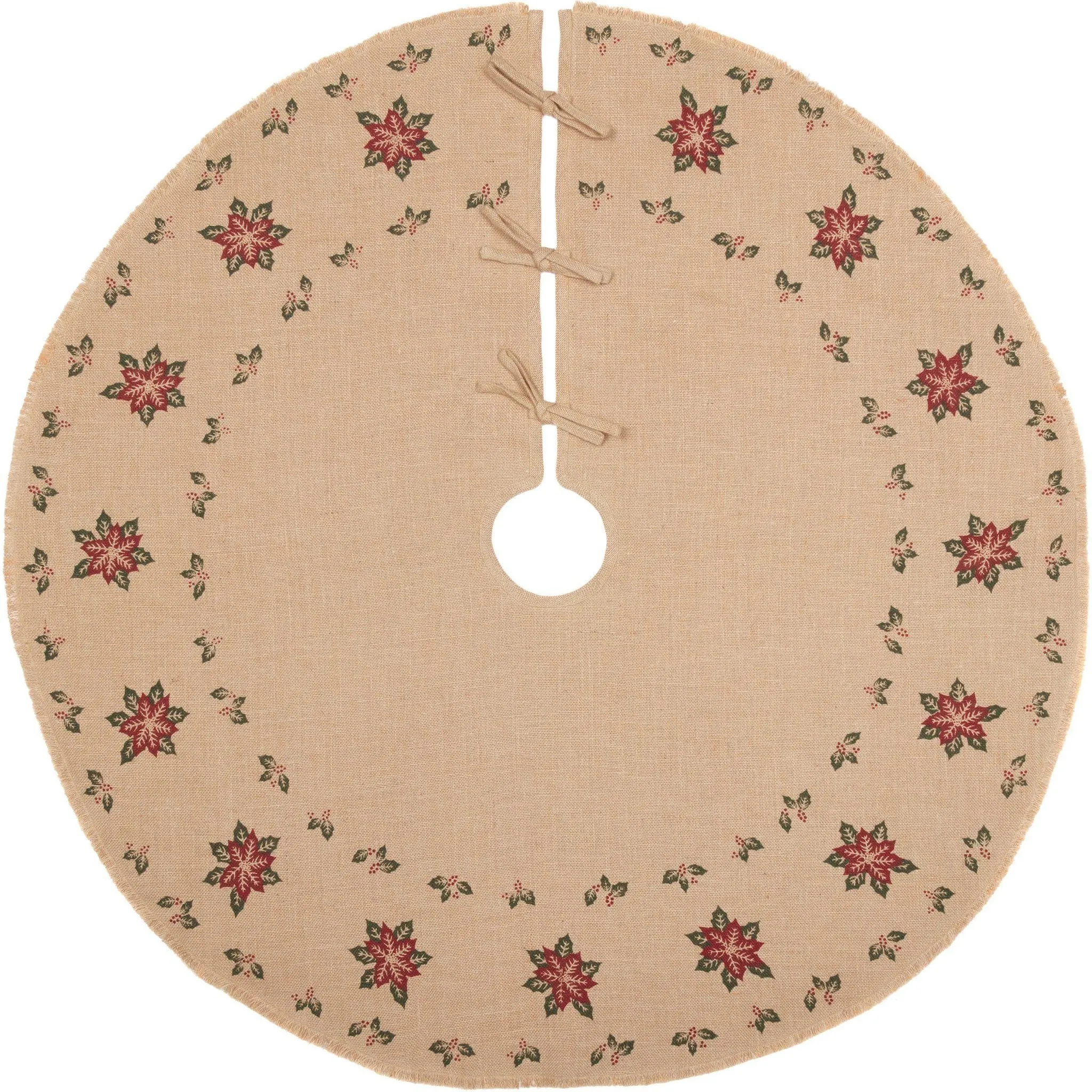 Jute Burlap Poinsettia Tree Skirt 48"