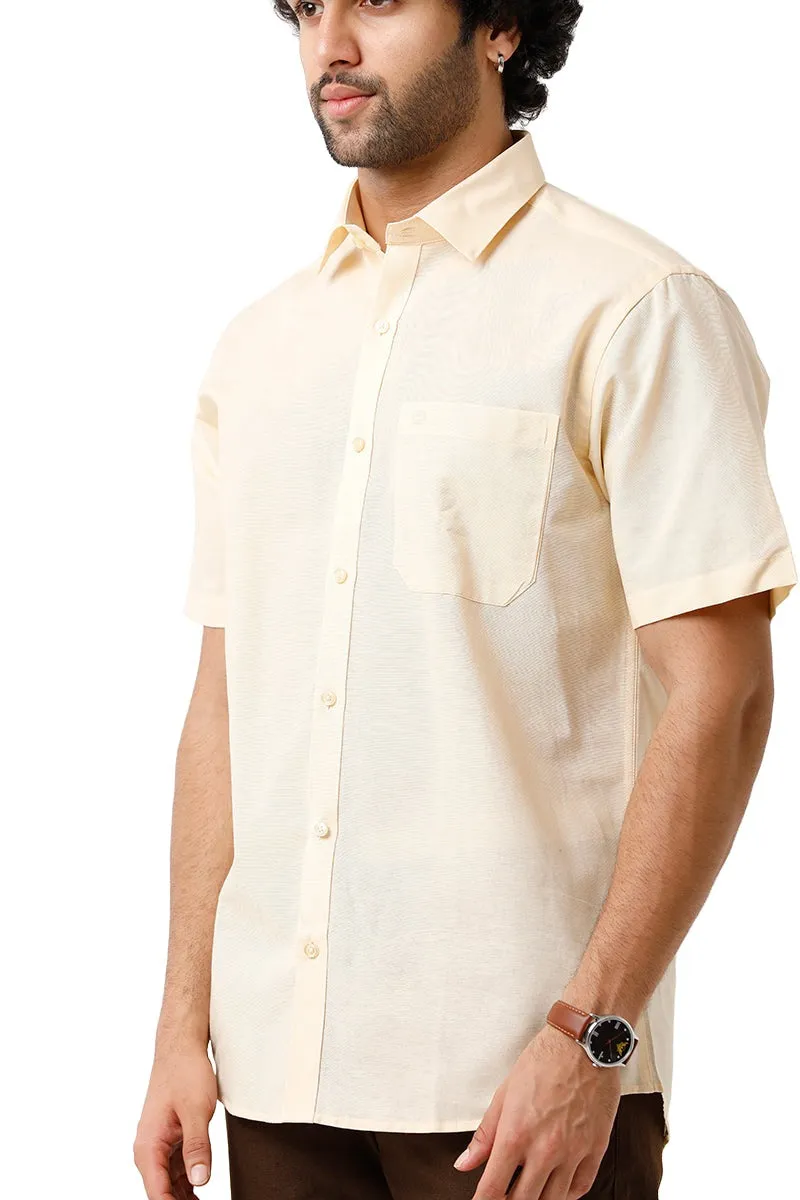 Jute Classic - Cream Yellow Formal Shirt For Men | Ariser