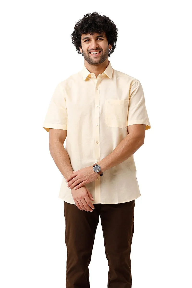 Jute Classic - Cream Yellow Formal Shirt For Men | Ariser