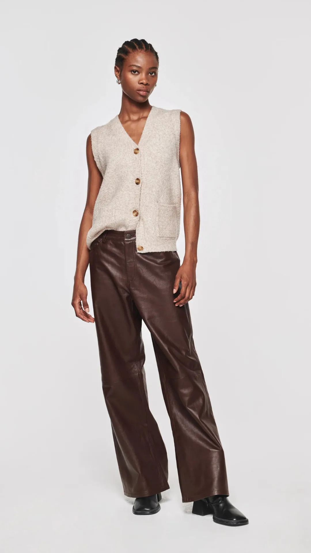 Kemi Leather Trousers Chocolate by Aligne