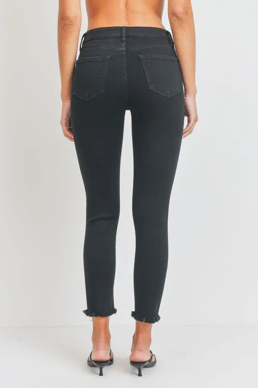 KNEE SLIT SKINNY JEANS