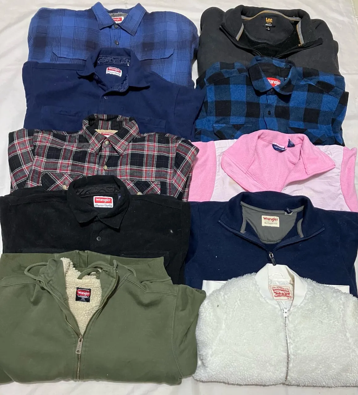 Lee, Levi's, Wrangler Fleece Jackets - 13 Pieces