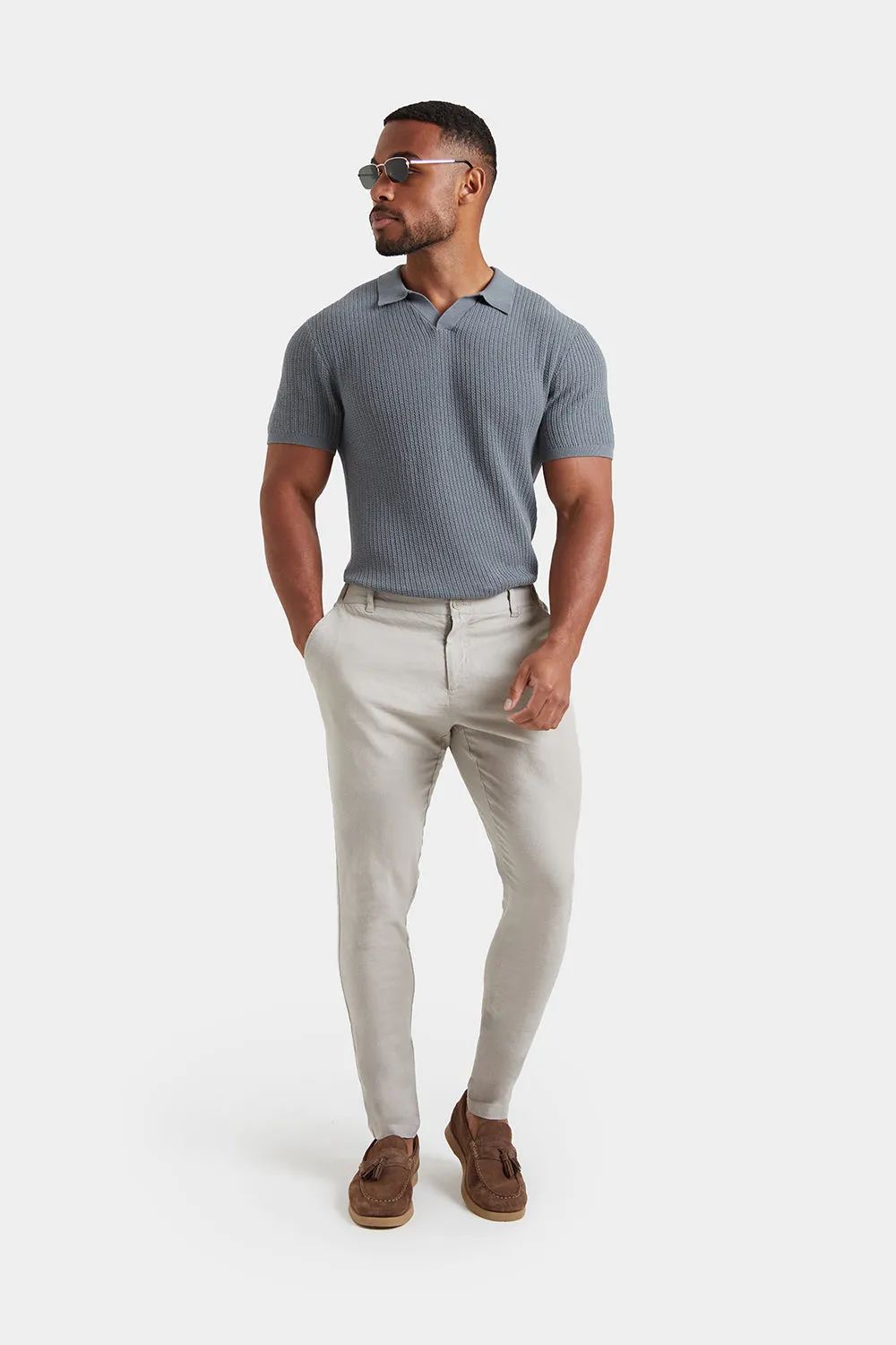 Linen-blend Trousers in Stone