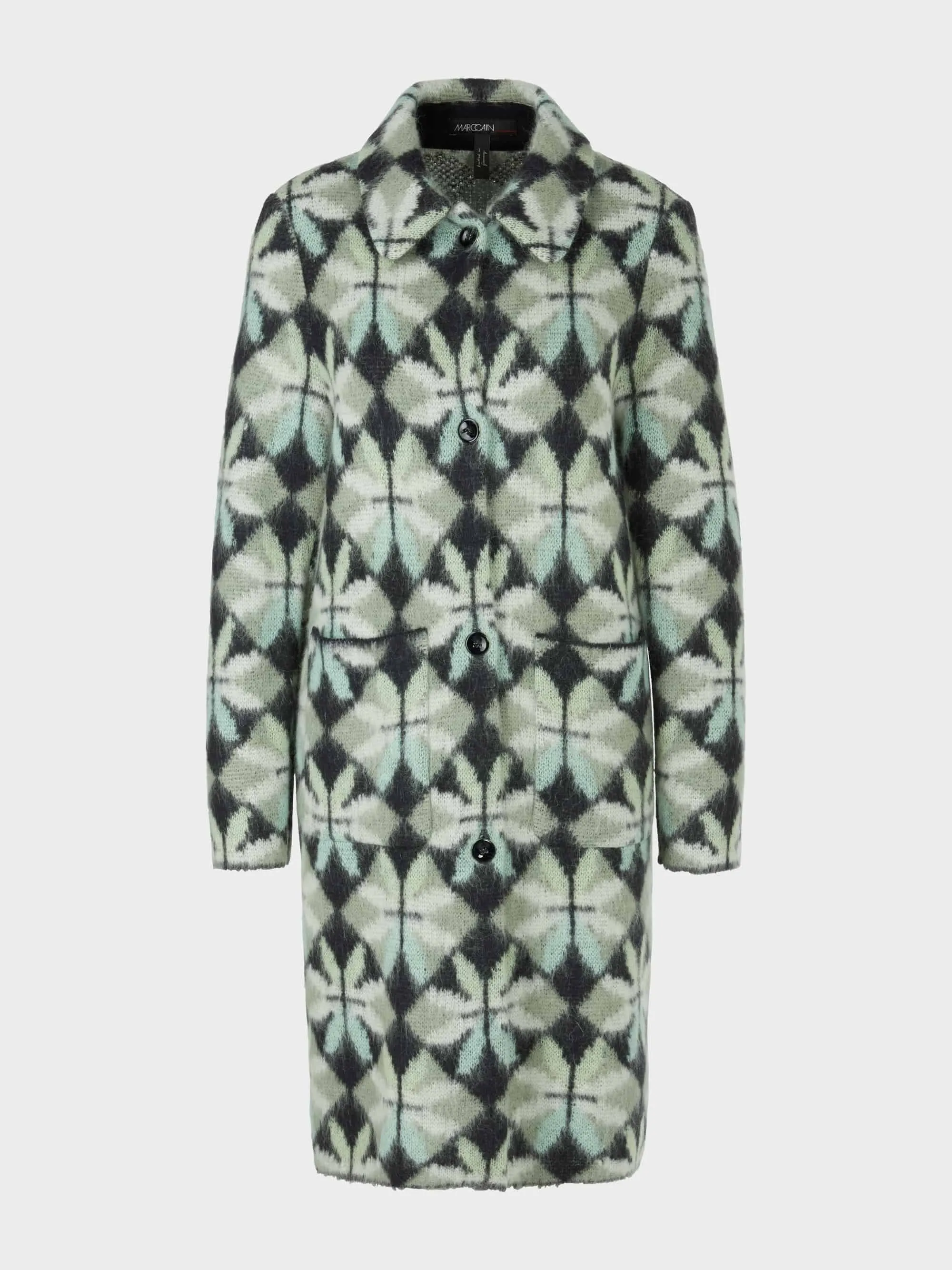 Marc Cain Knit Wool Mix Coat Abstract Print