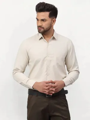 Men's Beige Solid Formal Shirts - Taantav