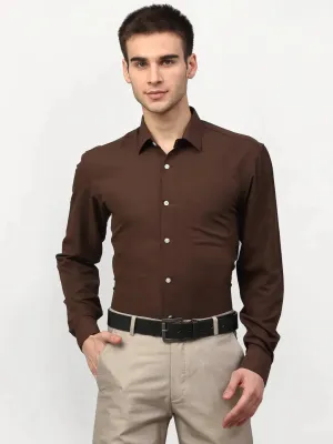 Men's Brown Solid Formal Shirts - Taantav