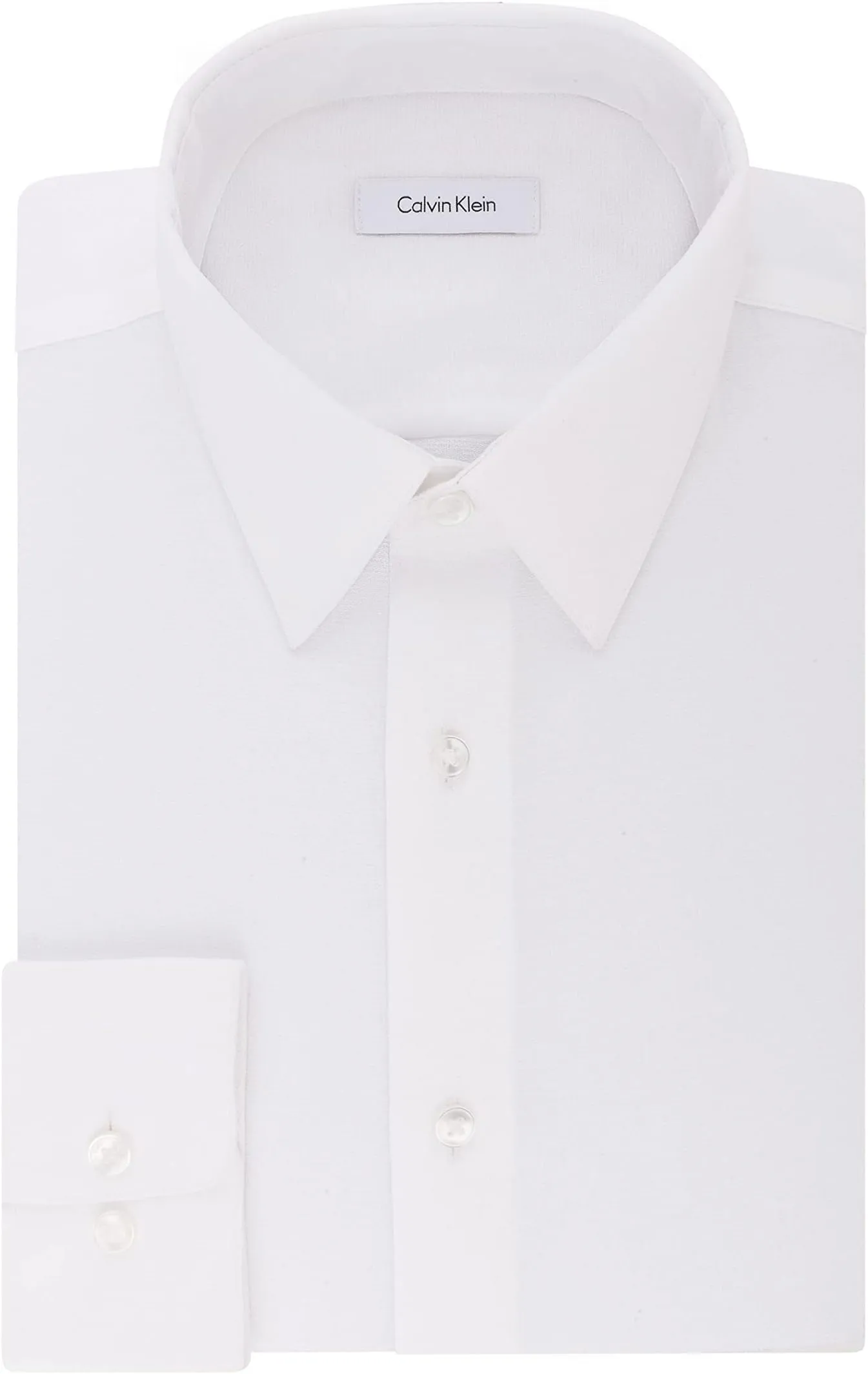 Men's classic shirt, regular fit, plain, stretch iron-free Calvin Klein, white