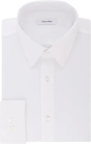 Men's classic shirt, regular fit, plain, stretch iron-free Calvin Klein, white