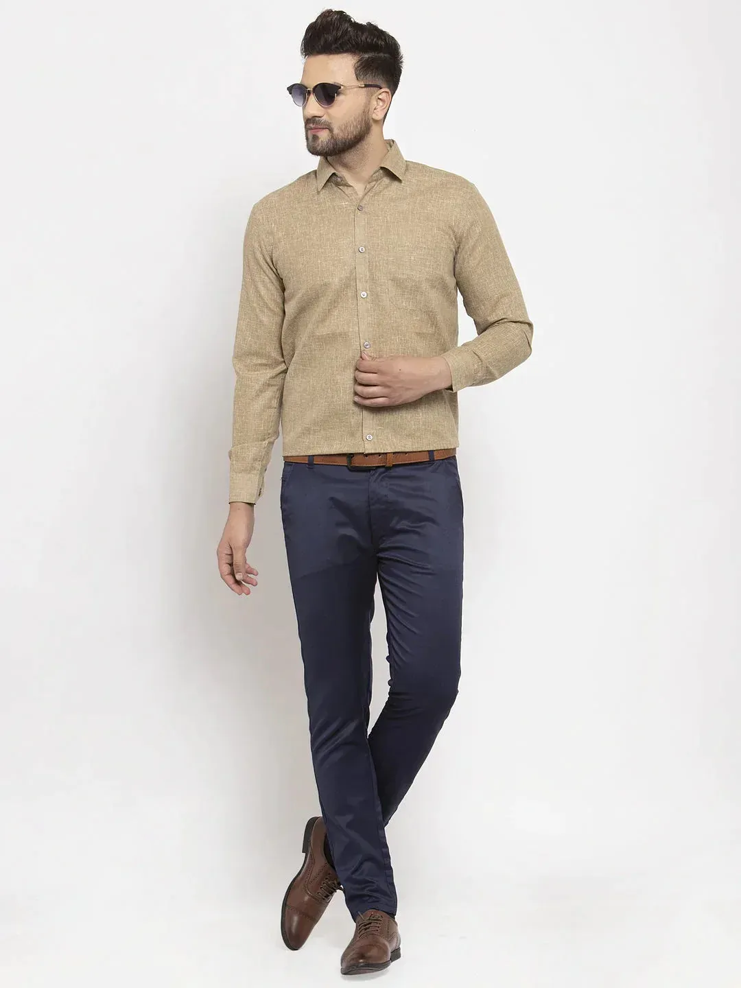 Men's Metallic Dobby Solid Formal Shirts - Taantav