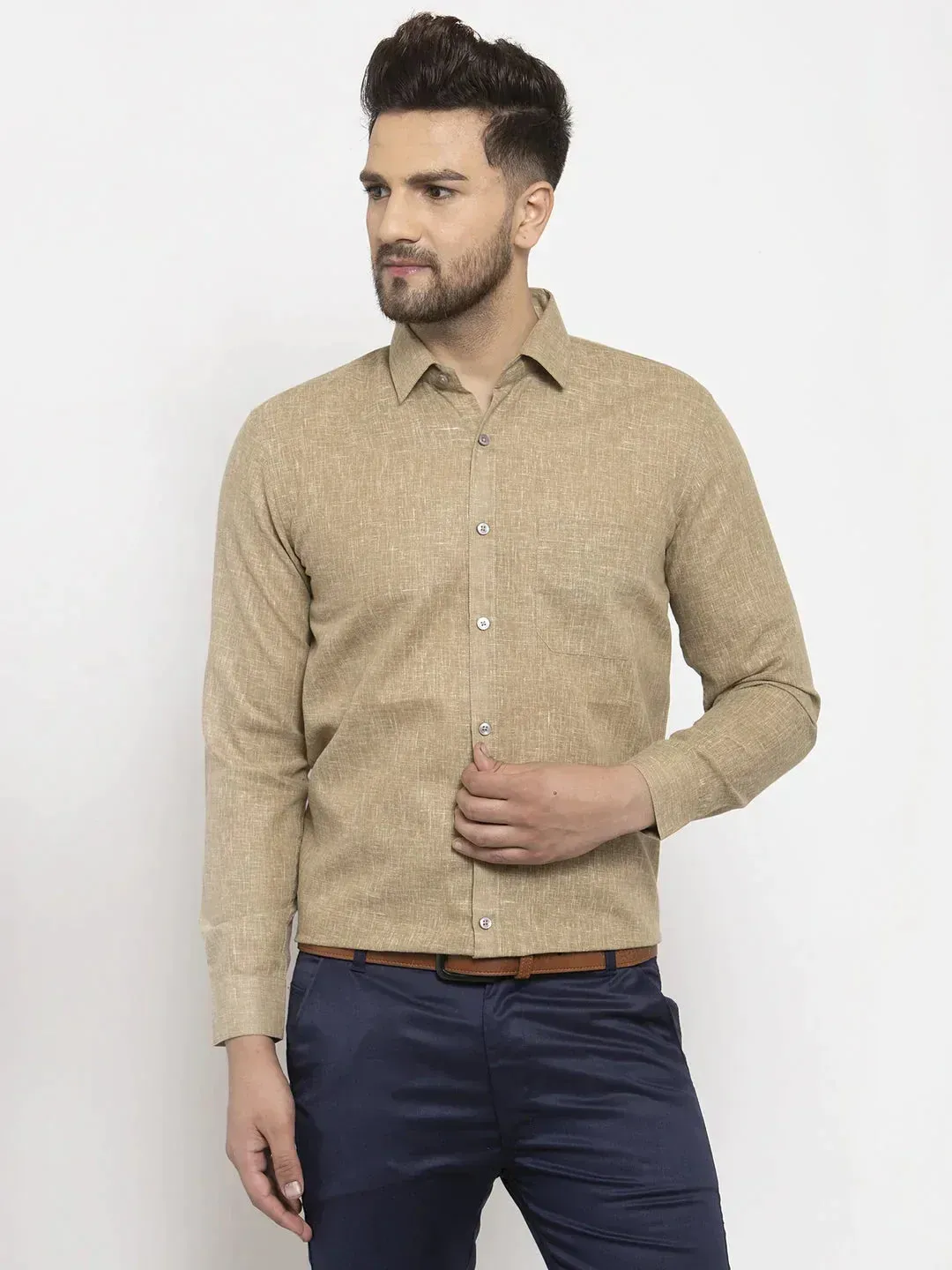 Men's Metallic Dobby Solid Formal Shirts - Taantav