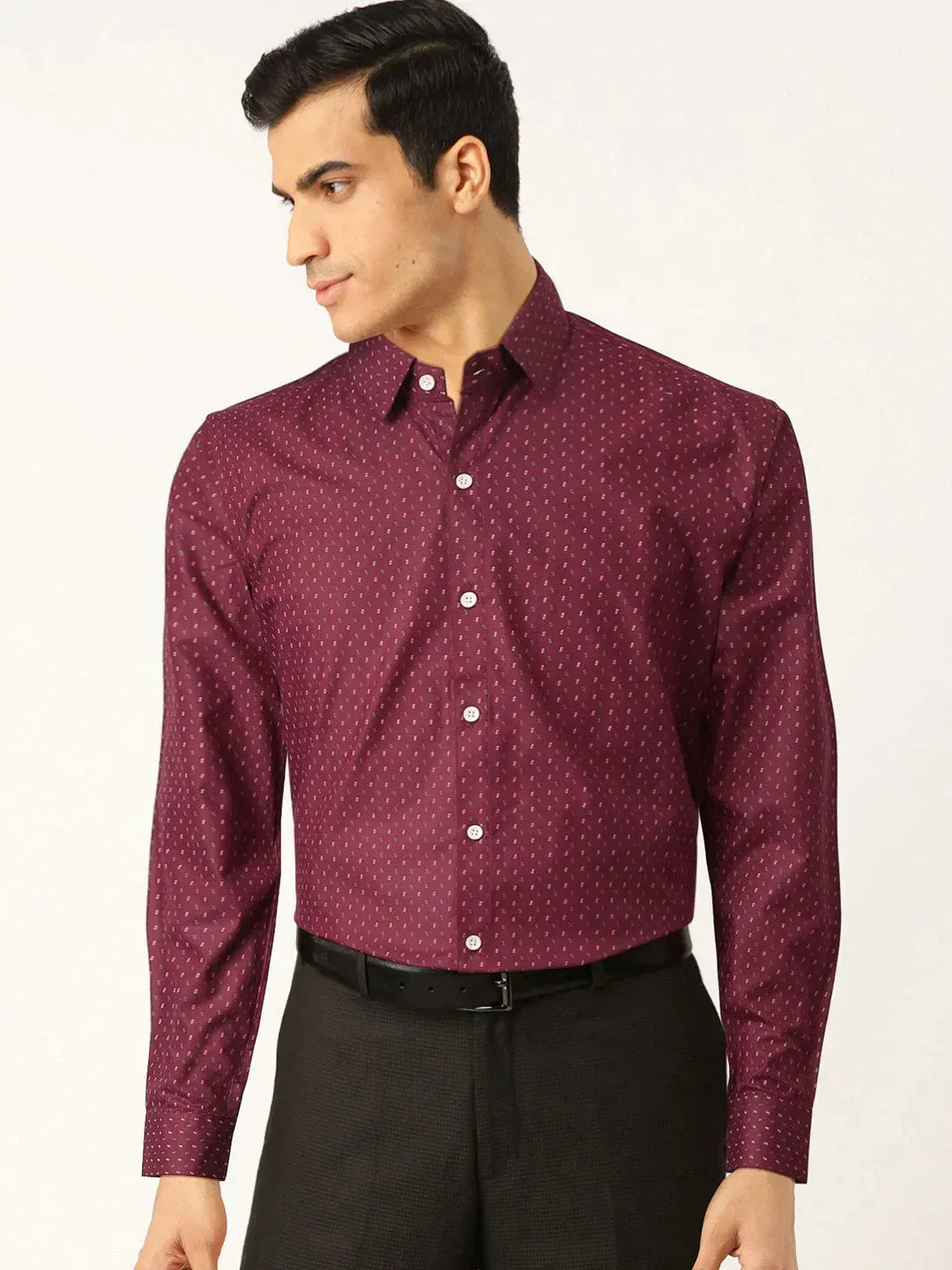 Men's Purple Cotton Printed Formal Shirts - Taantav