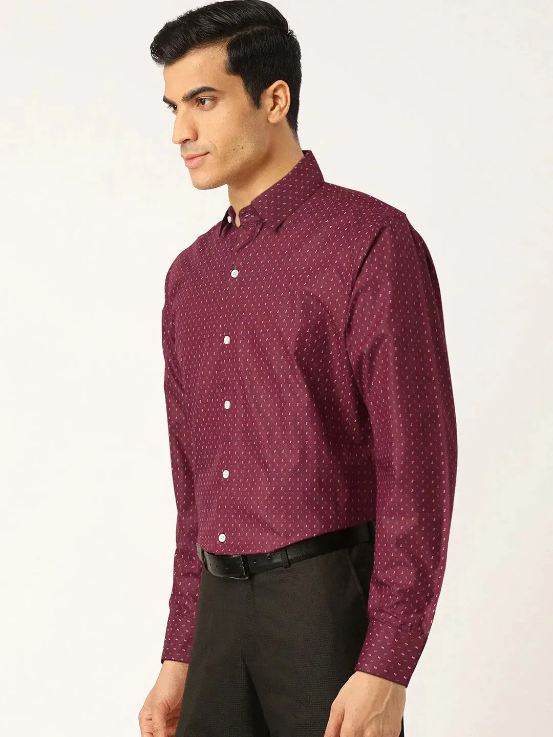 Men's Purple Cotton Printed Formal Shirts - Taantav