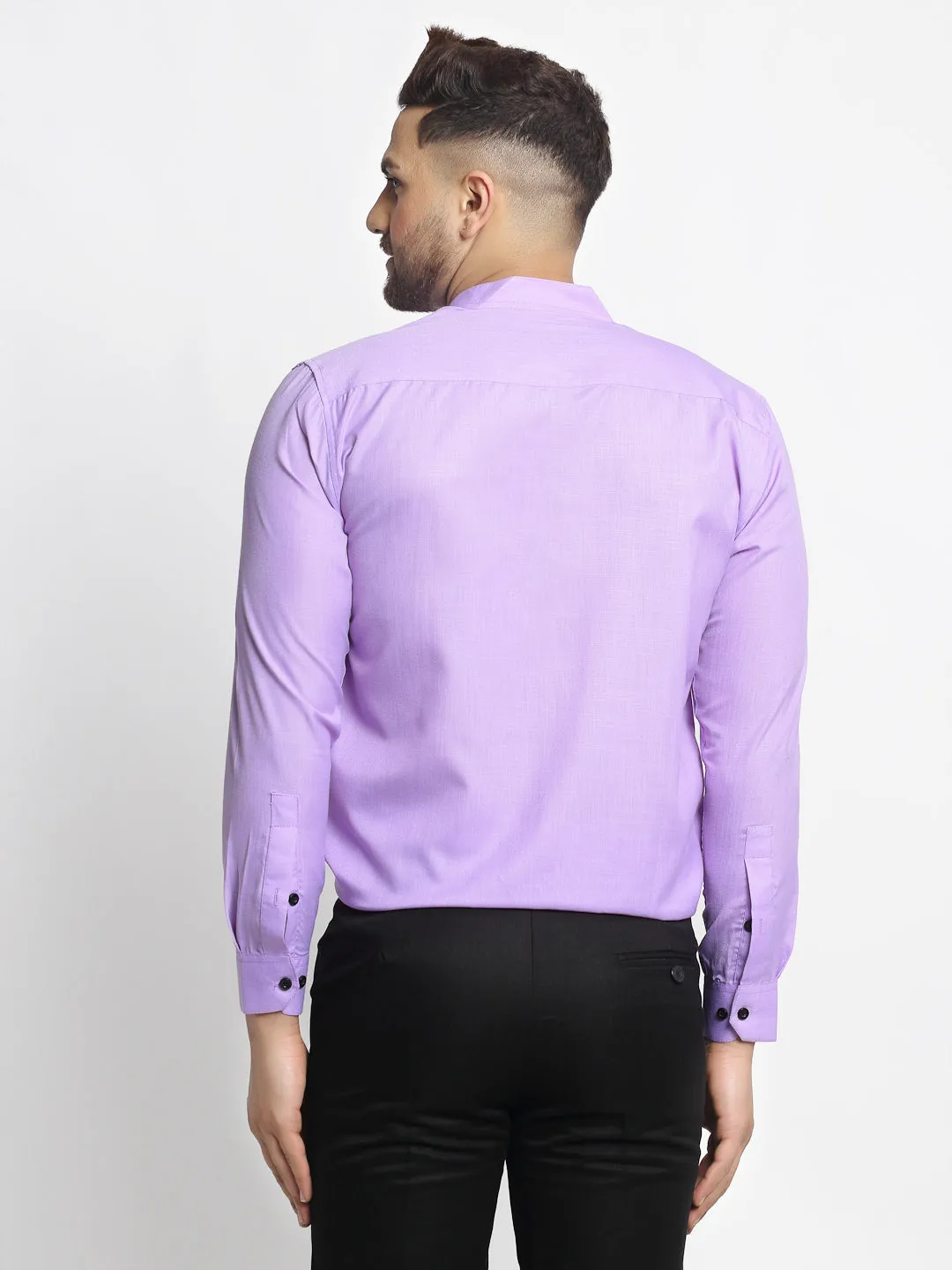 Men's Purple Cotton Solid Mandarin Collar Formal Shirts ( SF 726Voilet ) - Jainish