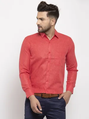 Men's Red Dobby Solid Formal Shirts ( SF 762Red ) - Jainish