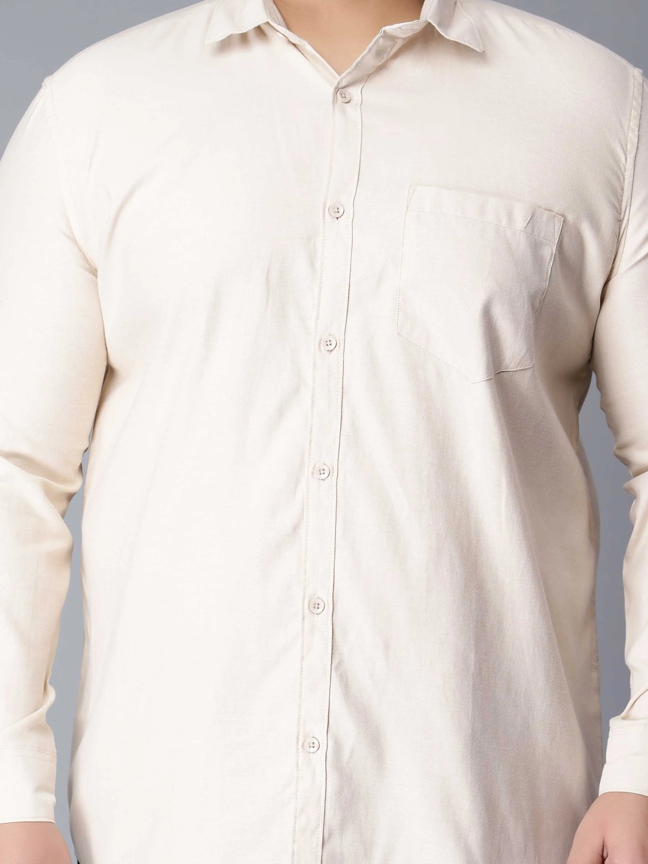 Oxford Cotton Beige Premium Plus Size Shirt