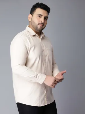 Oxford Cotton Beige Premium Plus Size Shirt