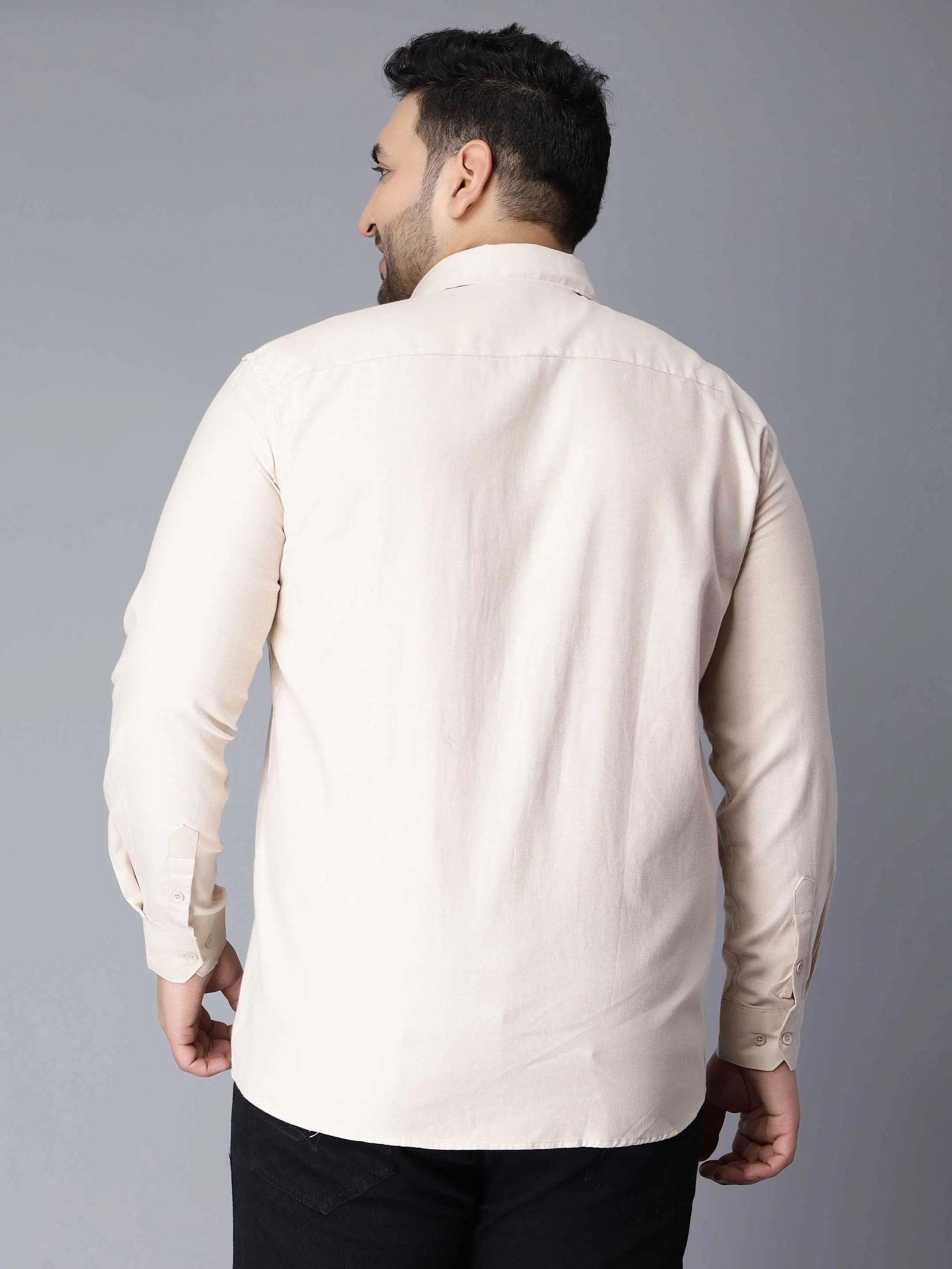 Oxford Cotton Beige Premium Plus Size Shirt