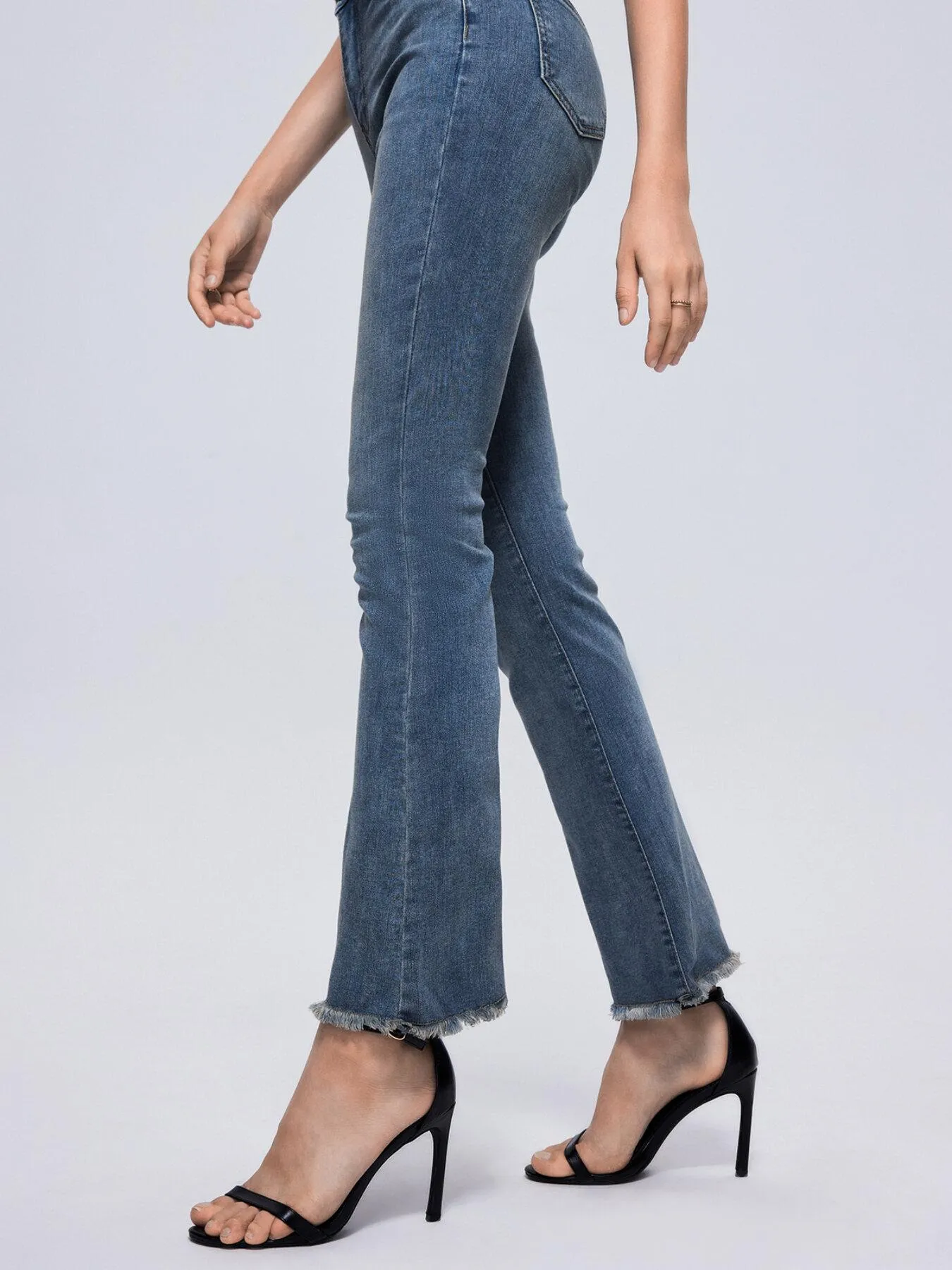 Pocket Button Flare Leg Jeans