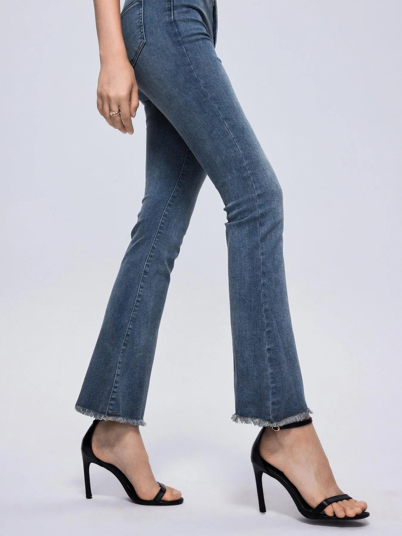 Pocket Button Flare Leg Jeans