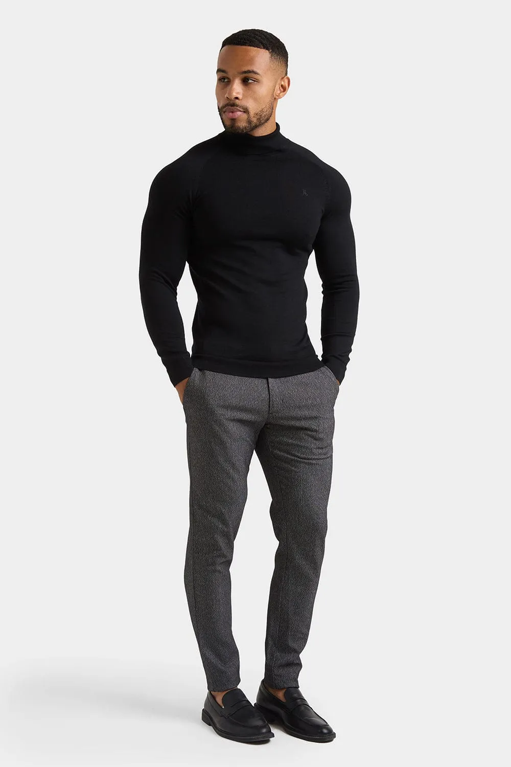 Semi Plain Trousers in Black/Grey