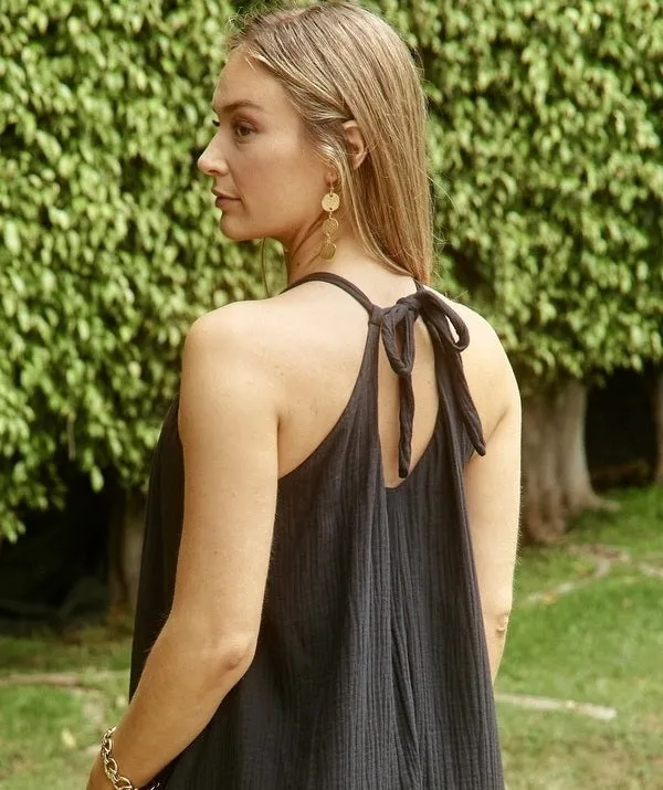 The Sofia Gauze Halter Bra Dress