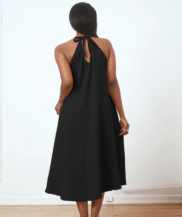 The Sofia Gauze Halter Bra Dress