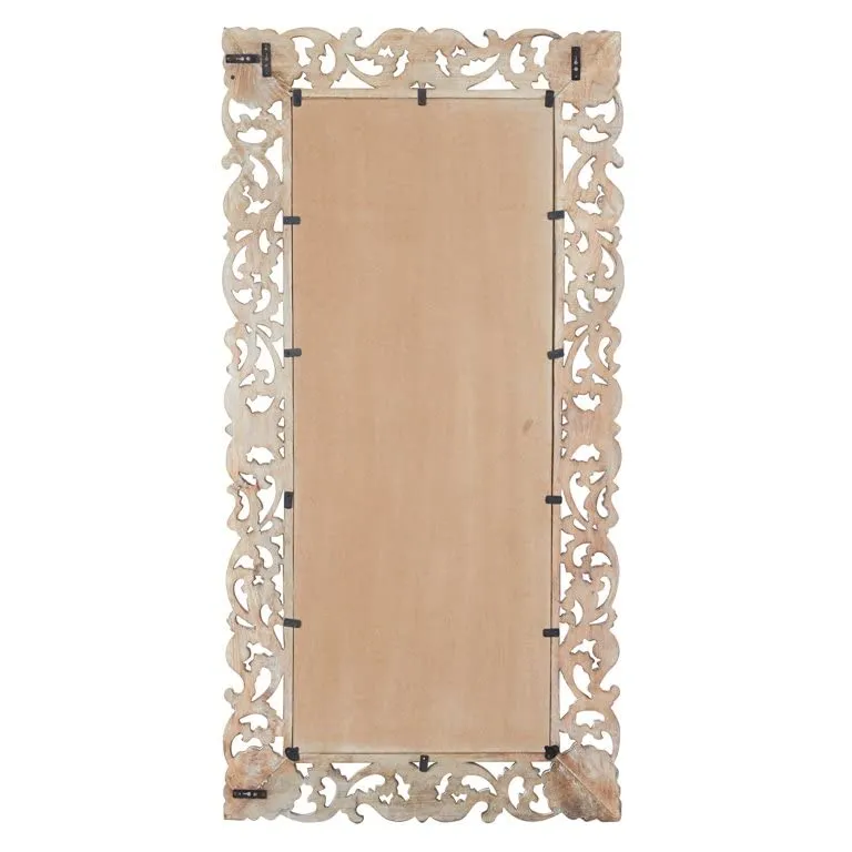 The Zara Enterprises Wooden Mirror Frame Without Mirror Only Frame Colour White Antique Size 36×72 inch