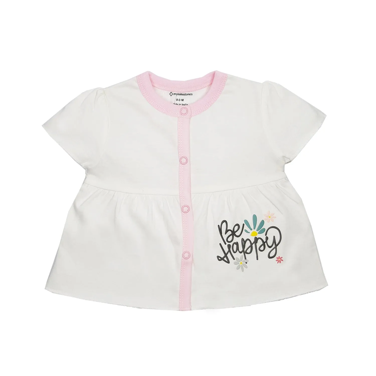 Tops Half Sleeves Girls White/Yellow - 2Pc Set