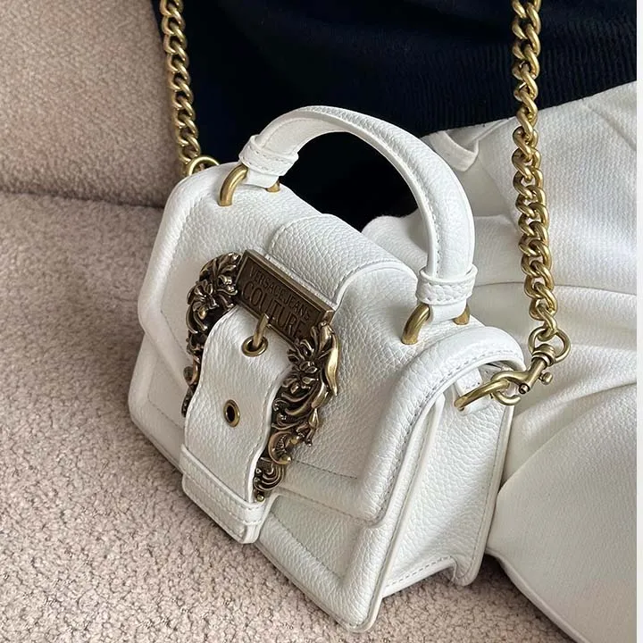 VERSACE JEANS COUTURE WHITE PRINTED BAG