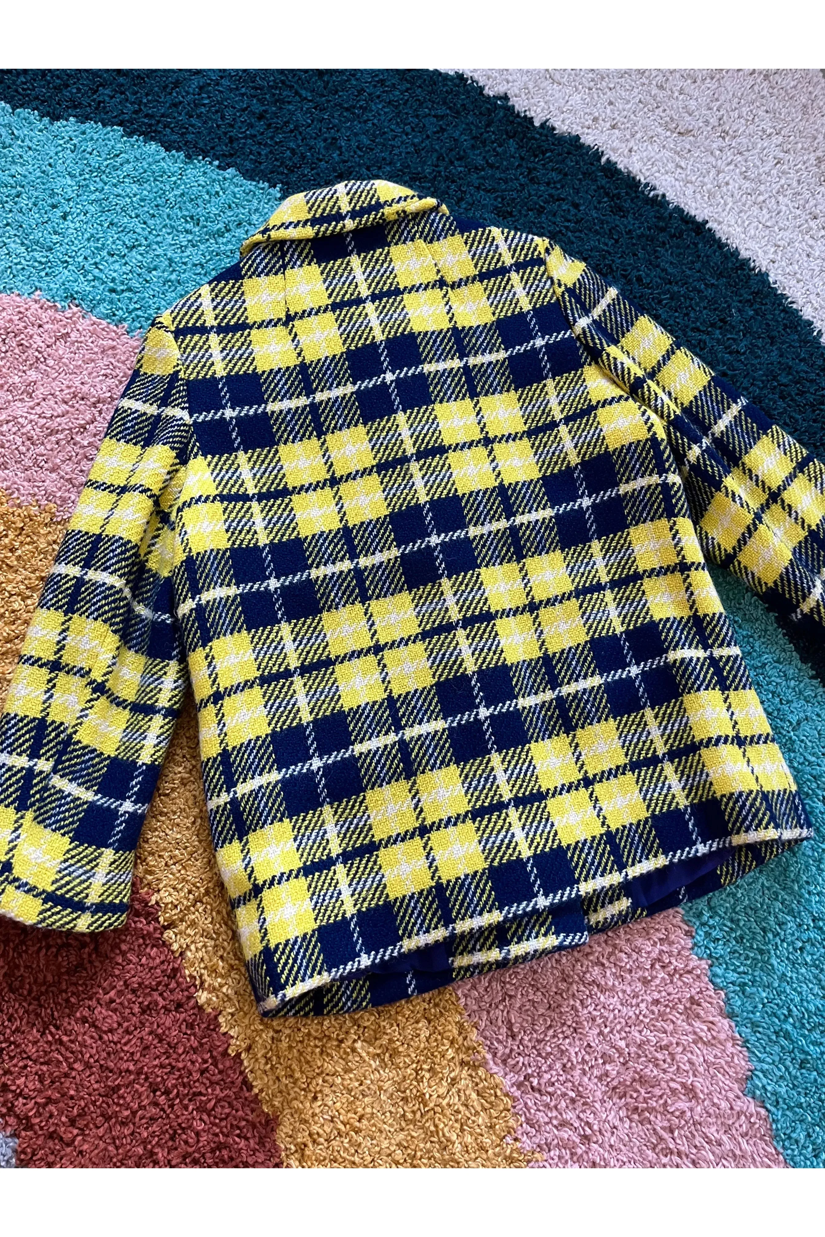 Vintage Mod 60s Bright Plaid Coat