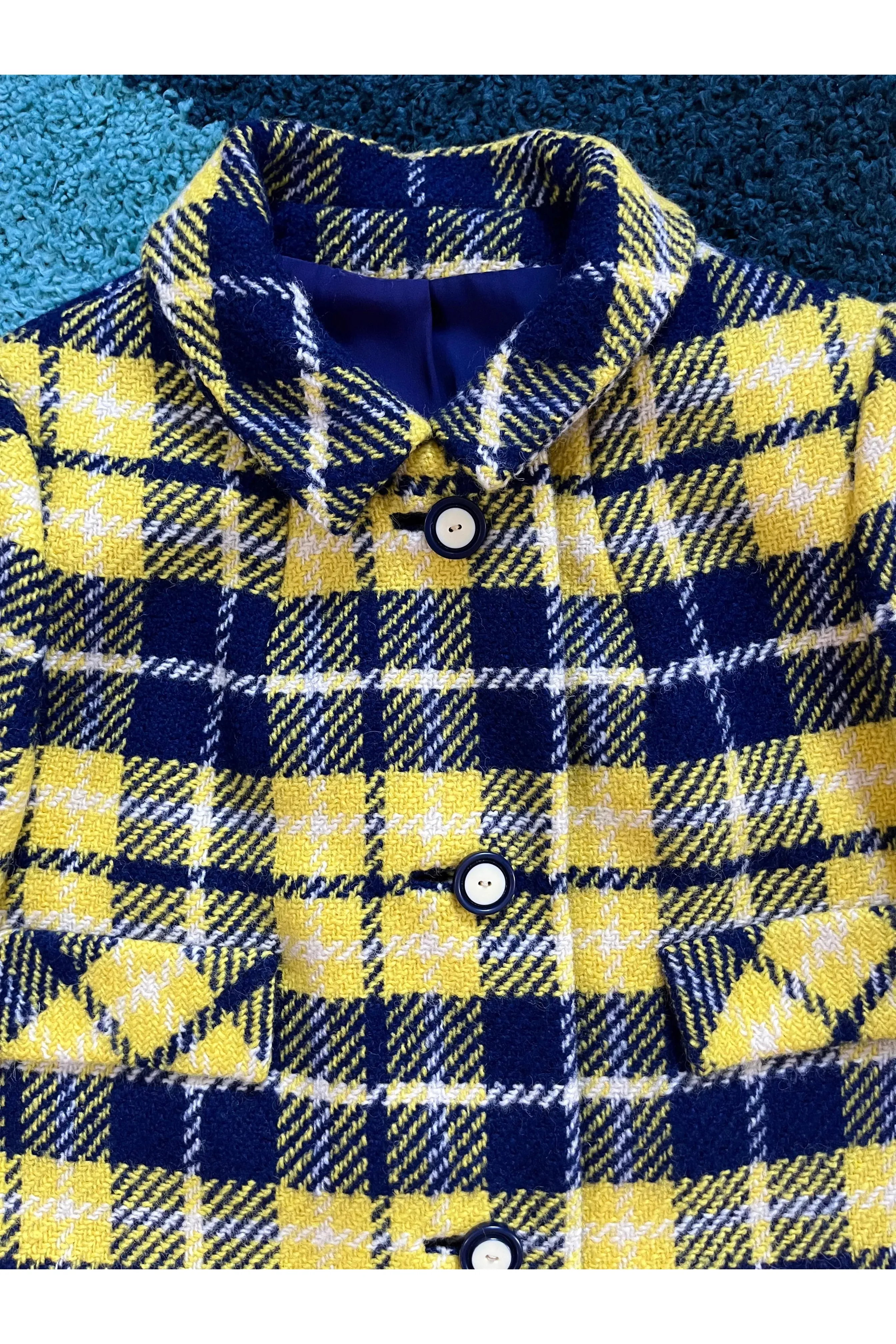 Vintage Mod 60s Bright Plaid Coat