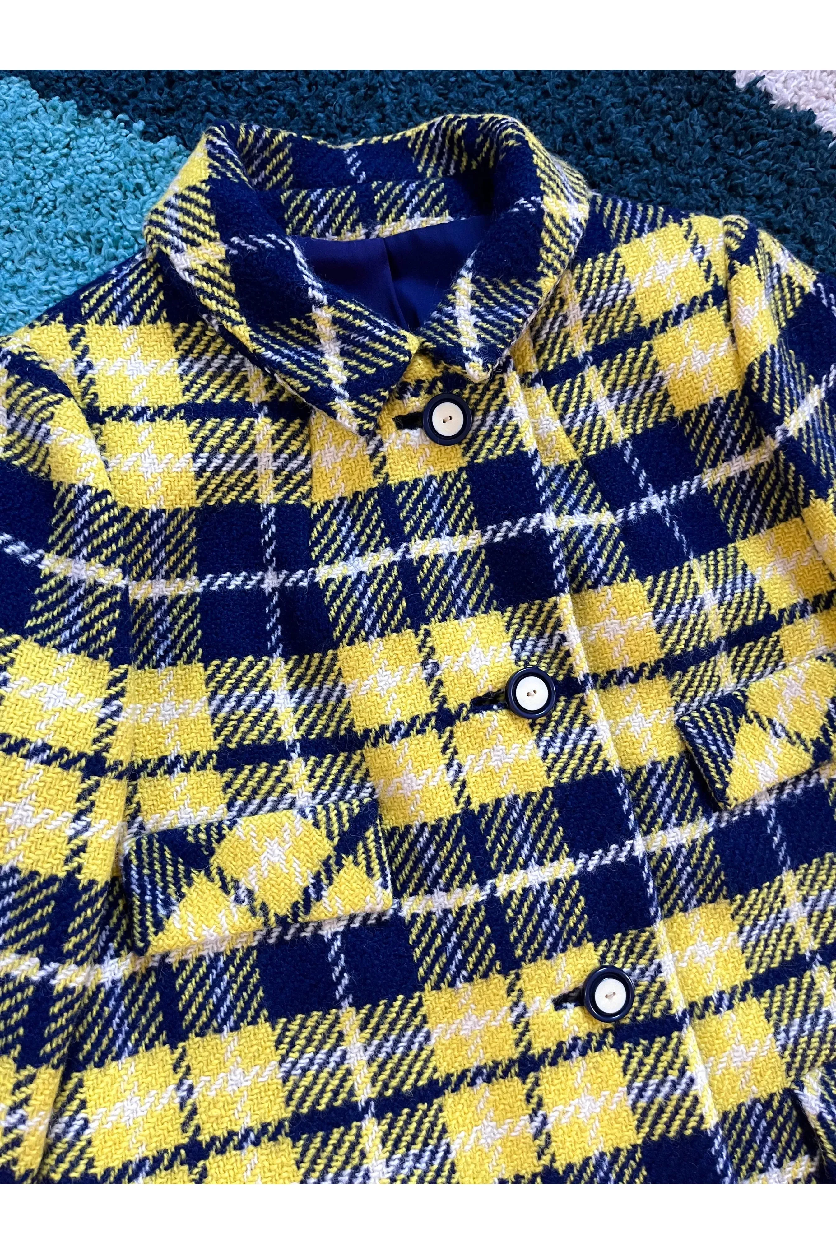 Vintage Mod 60s Bright Plaid Coat