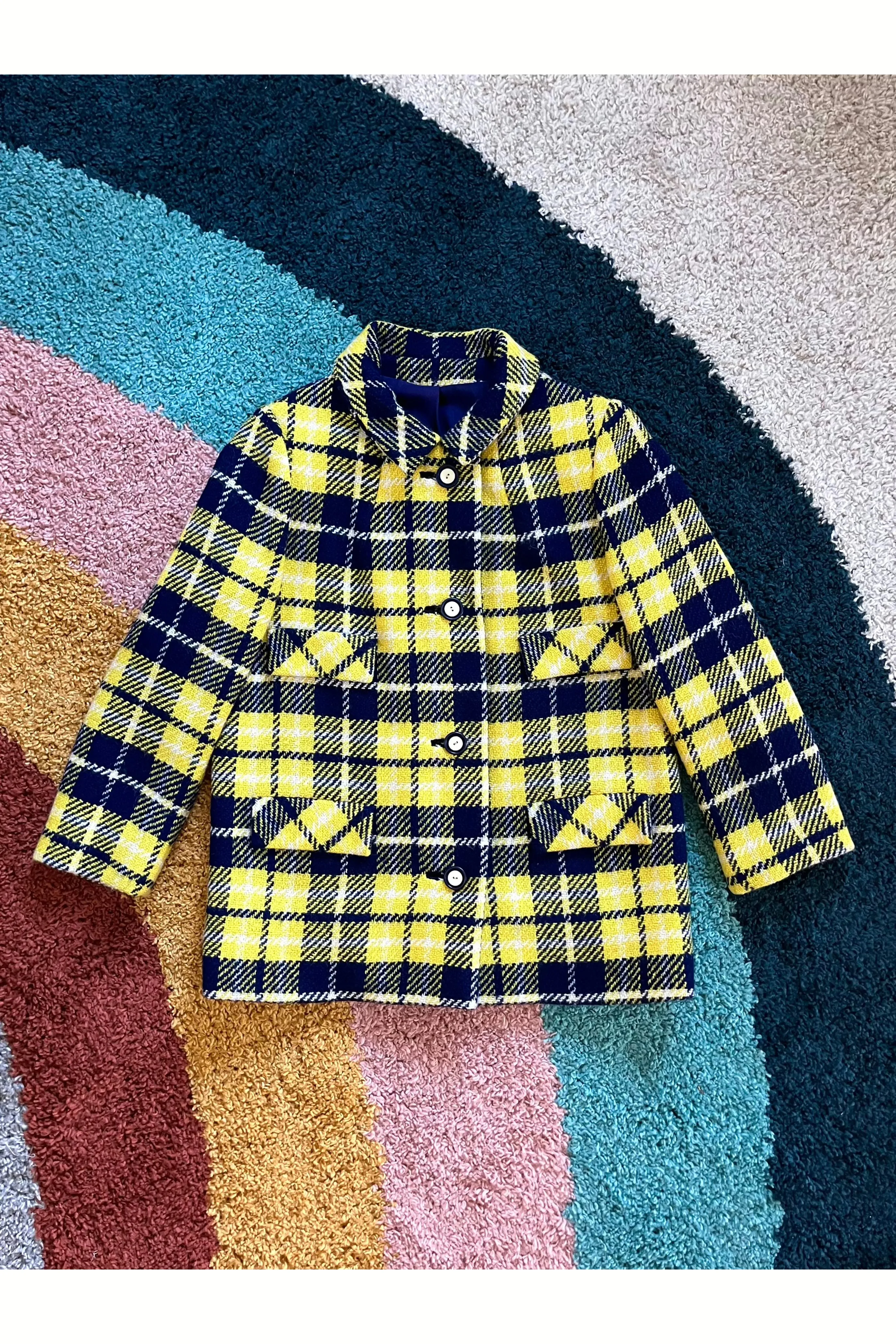 Vintage Mod 60s Bright Plaid Coat