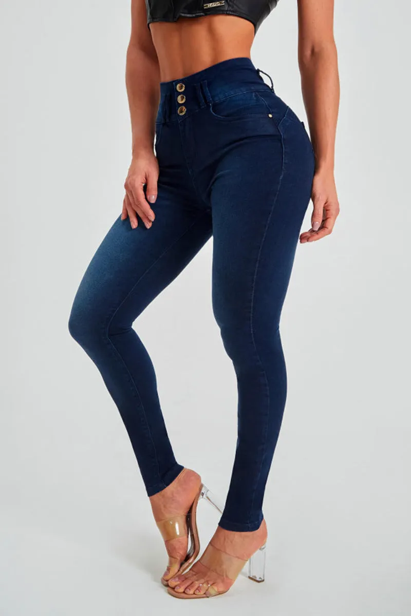 Women's High-waisted Slim-fit Elastic Shaping Lifted Buttocks Jeans