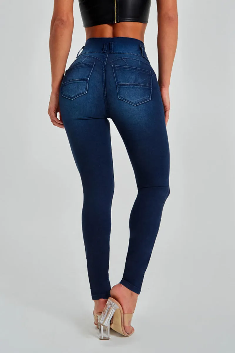 Women's High-waisted Slim-fit Elastic Shaping Lifted Buttocks Jeans