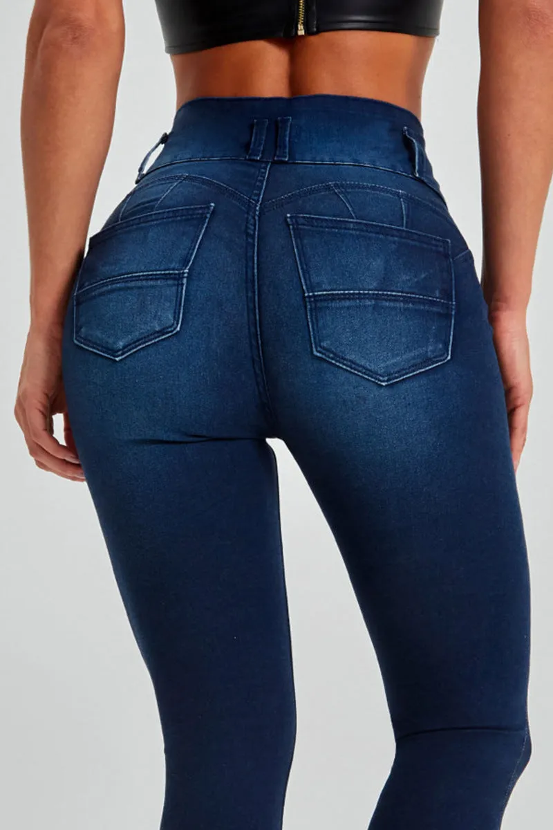 Women's High-waisted Slim-fit Elastic Shaping Lifted Buttocks Jeans