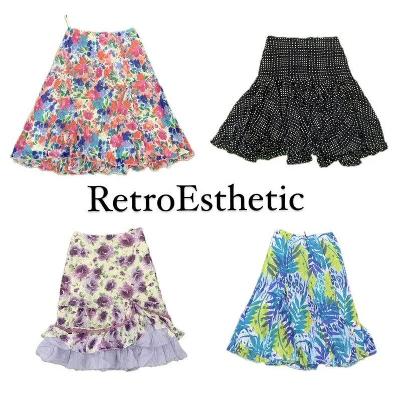 Y2K Printed Flowy Skirts (DR-060)