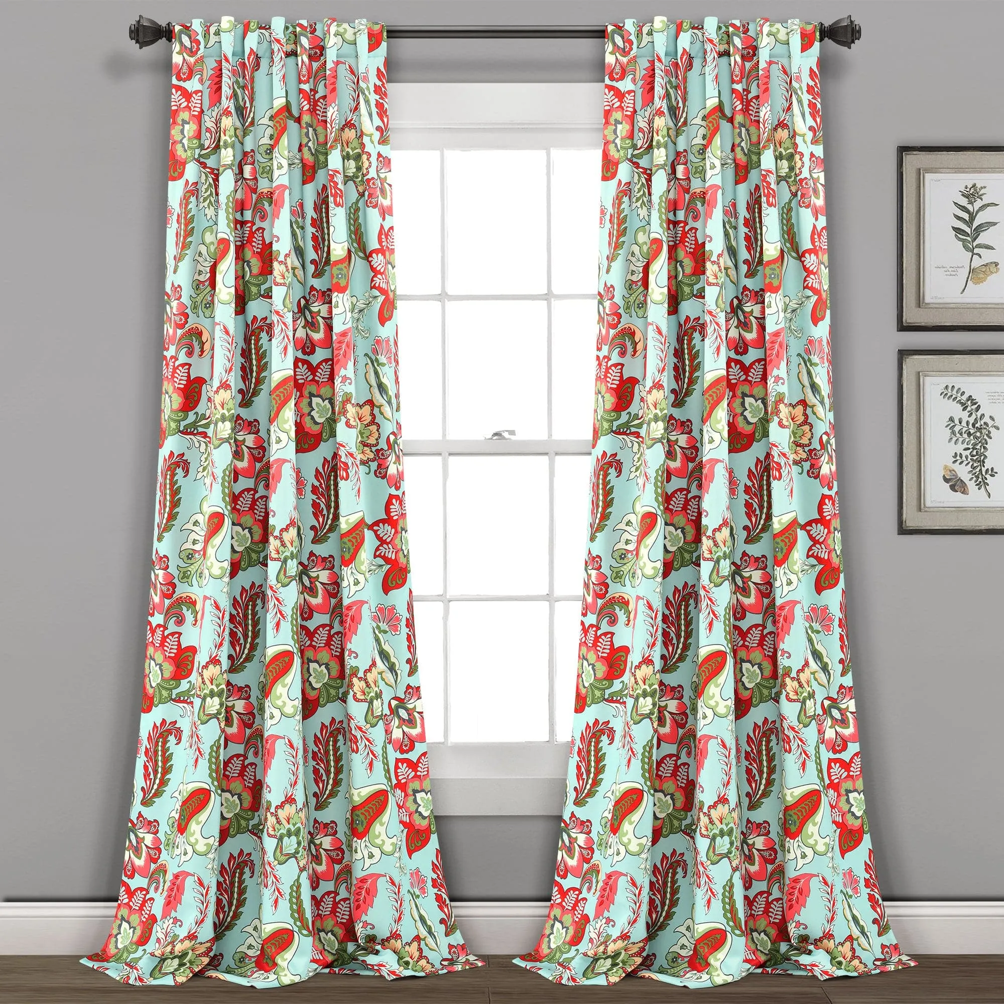 Zara Jacobean Light Filtering Window Curtain Panel Set